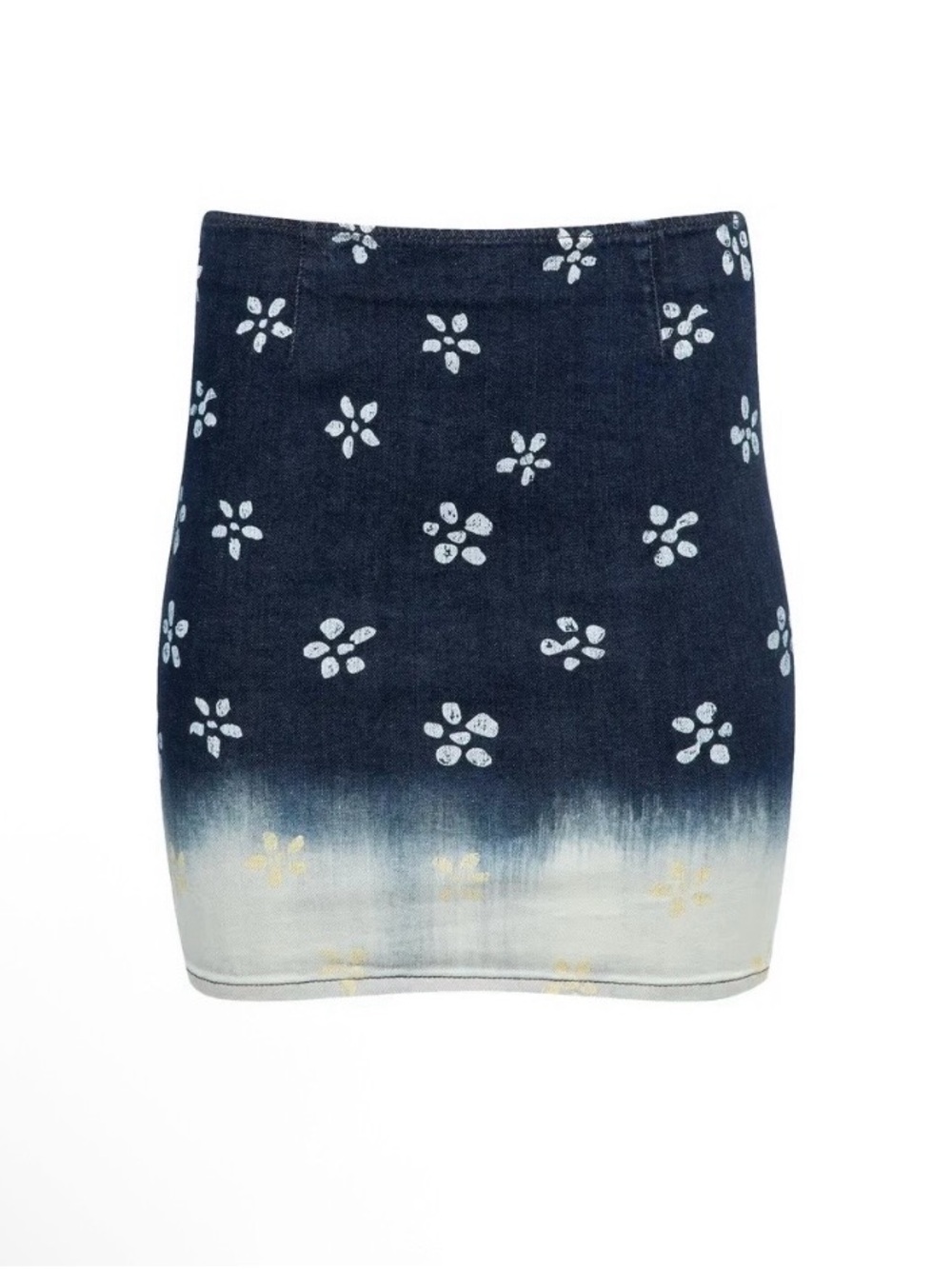 Marni Rare Blogger BluBlack Floral Ombre Mini Denim Jean Skirt 40 4 Bleached